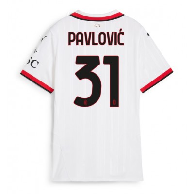 AC Milan Strahinja Pavlovic #31 Udebanetrøje Dame 2024-25 Kortærmet AC Milan Strahinja Pavlovic #31 Udebanetrøje Dame 2024-25 Kortærmet